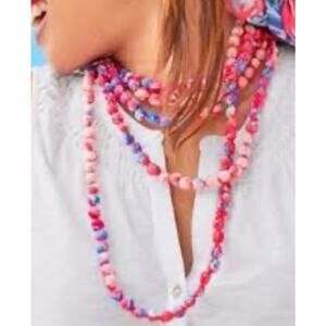 Lilly Pulitzer GWP Light Pascha Aquadesial Fabric Beaded Knot Necklace 120"